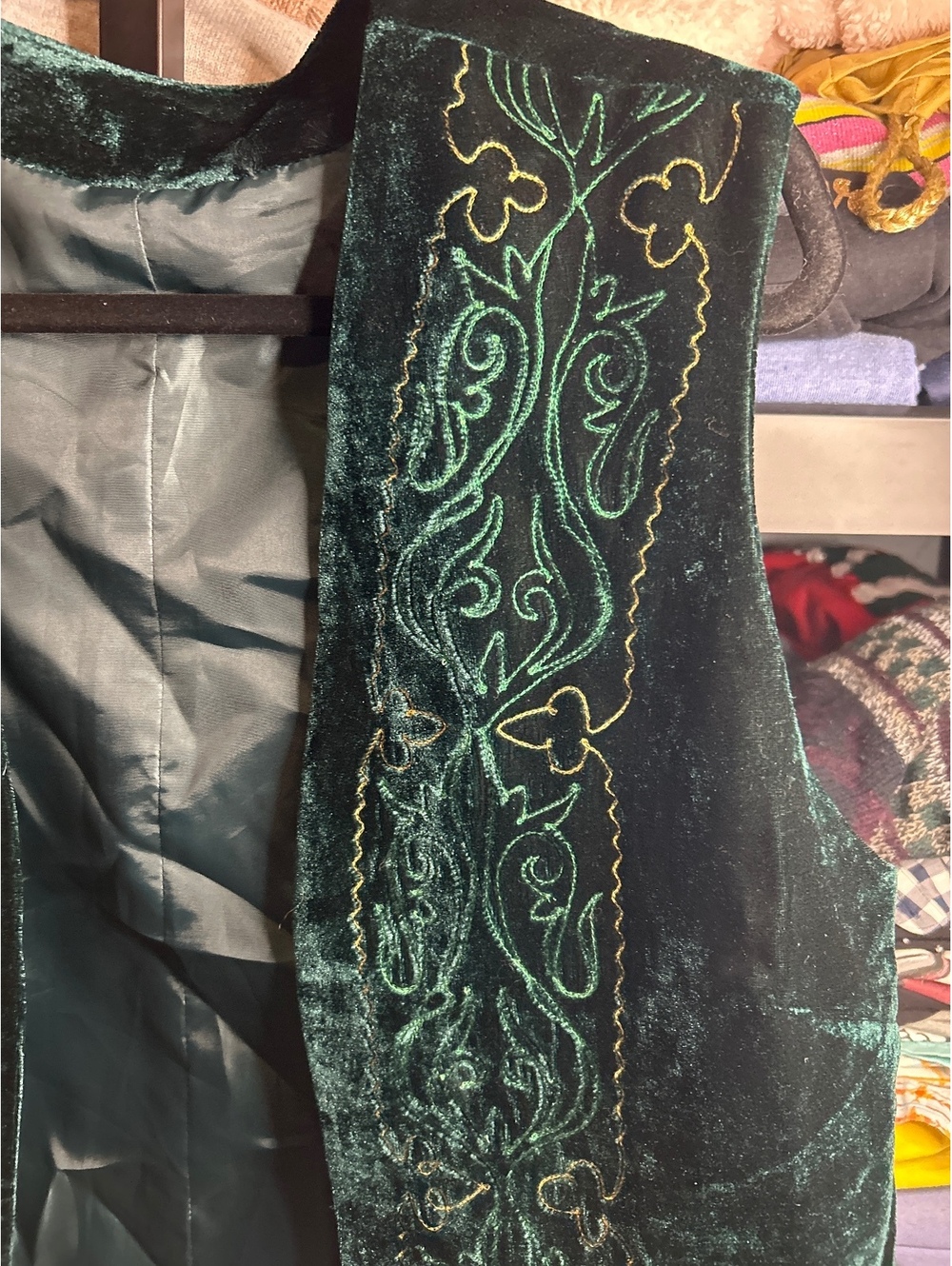 Vintage Velvet Embroidered Long Vest Size 50